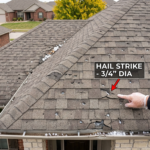 hail damage roof photos showing impact marks on asphalt shingles