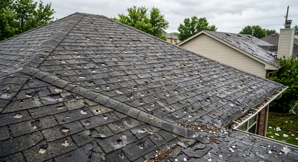 hail damage roof replacement on asphalt shingle roof